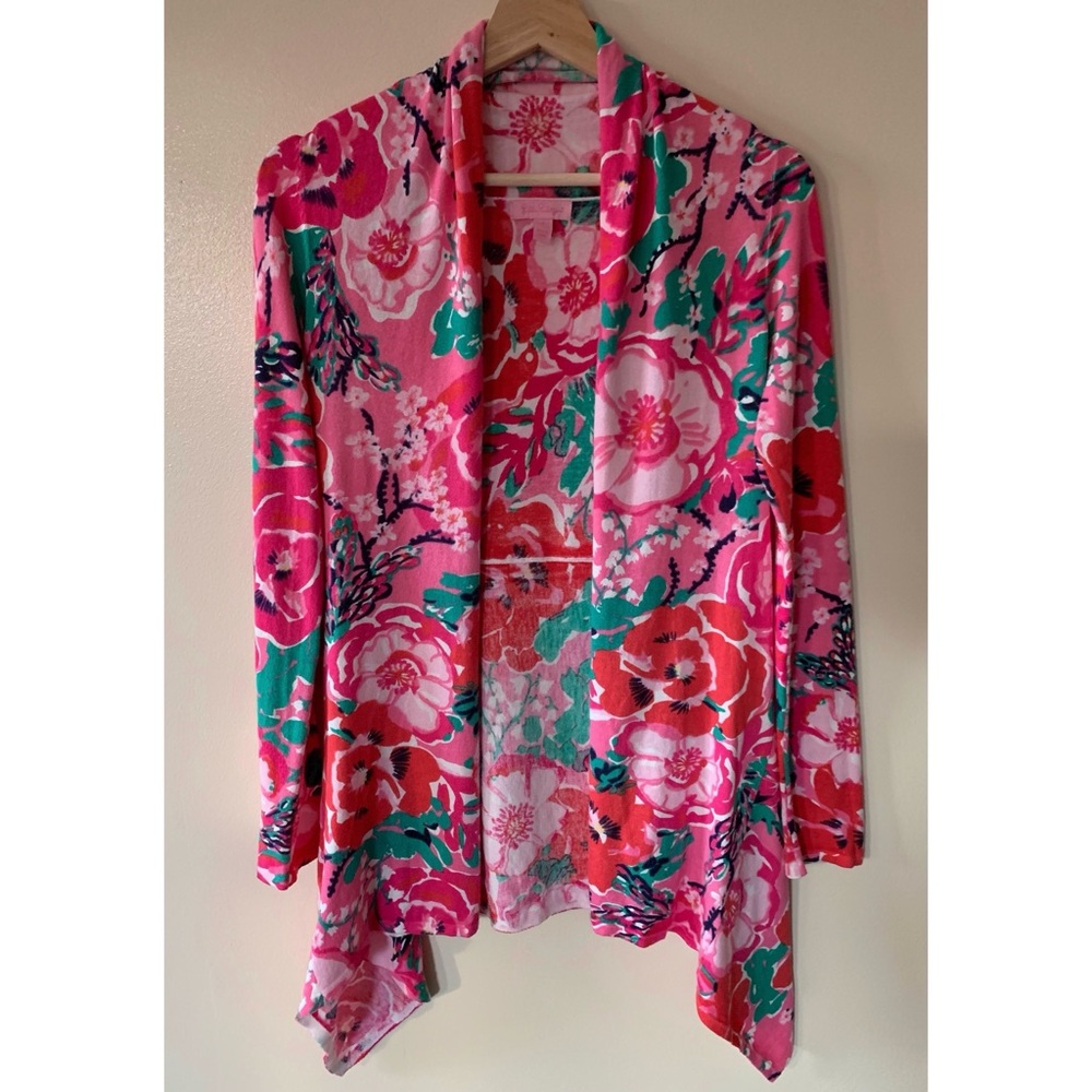 Lilly Pulitzer • S • Floral Print Open Front Cotton Cardigan Sweater